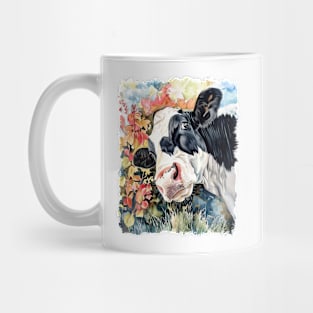 Floral Cow Capers - Whimsical Cow Art Mug